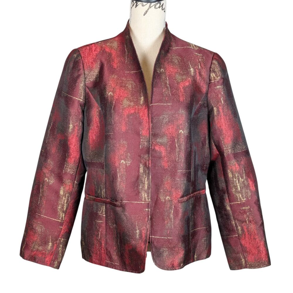 Coldwater Creek Metallic Brocade Tapestry Jacket Blazer Large Art to Wear